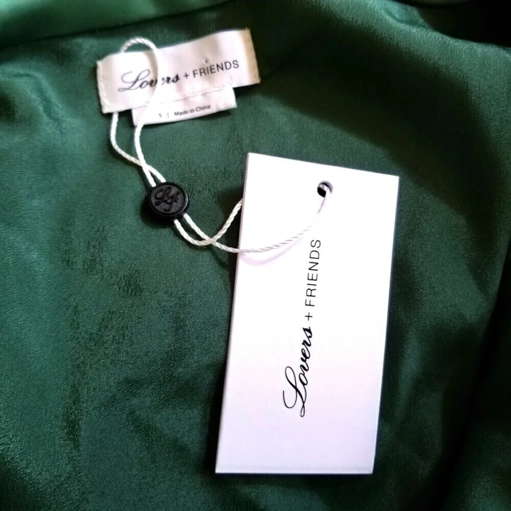NWT Lovers and Friends Boa Cowl Neck Slip Mini Dress Emerald Green Satin Small - Picture 3 of 7